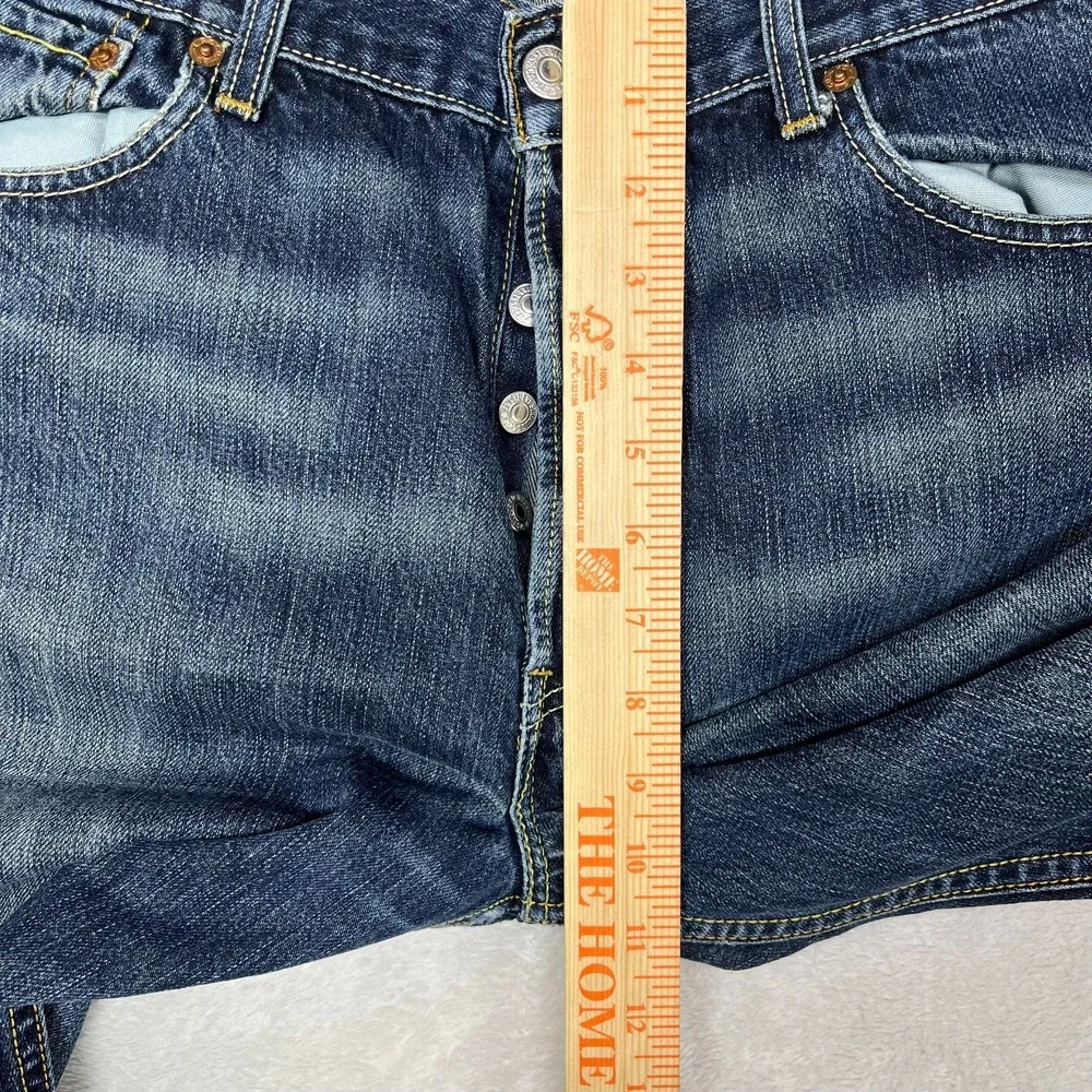 Levi's‎ 501 Jeans Mens Blue Denim Mid Rise Straight Button Fly 33X35.5 - Flaws